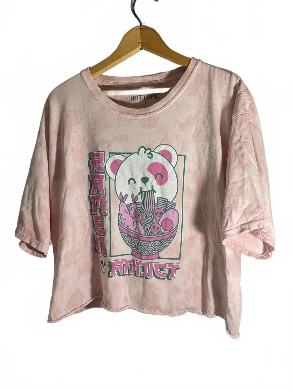 Hot Topic Pink Ramen Addict Graphic Tee, Size Large